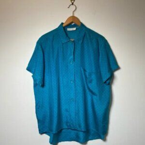 Vintage Restless Clothiers Polka Dot Silk Short Sleeve Shirt